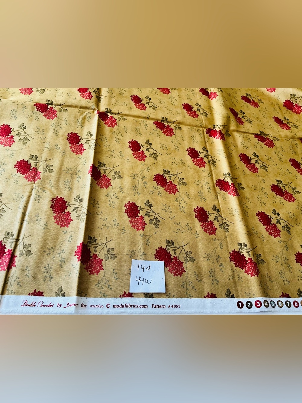 Quilting Sewing Fabrics Lot Moda #4092 #9170 Rose Floral Cotton Red Green Tan